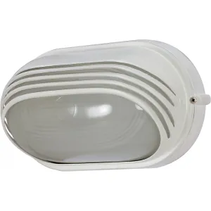 10 In. Outdoor Oval Bulkhead Light White finish