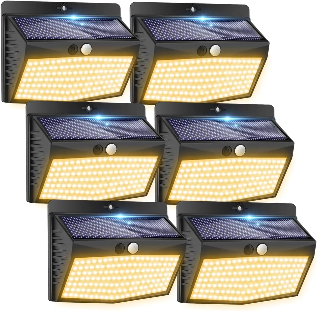 [138 LED/6 Packs] Solar Outdoor Motion Sensor Lights with 3 Lighting Modes Solar Wall Lights Waterproof Solar Security Powered Lights for Garden Fence Yard Deck Garage, Warm White