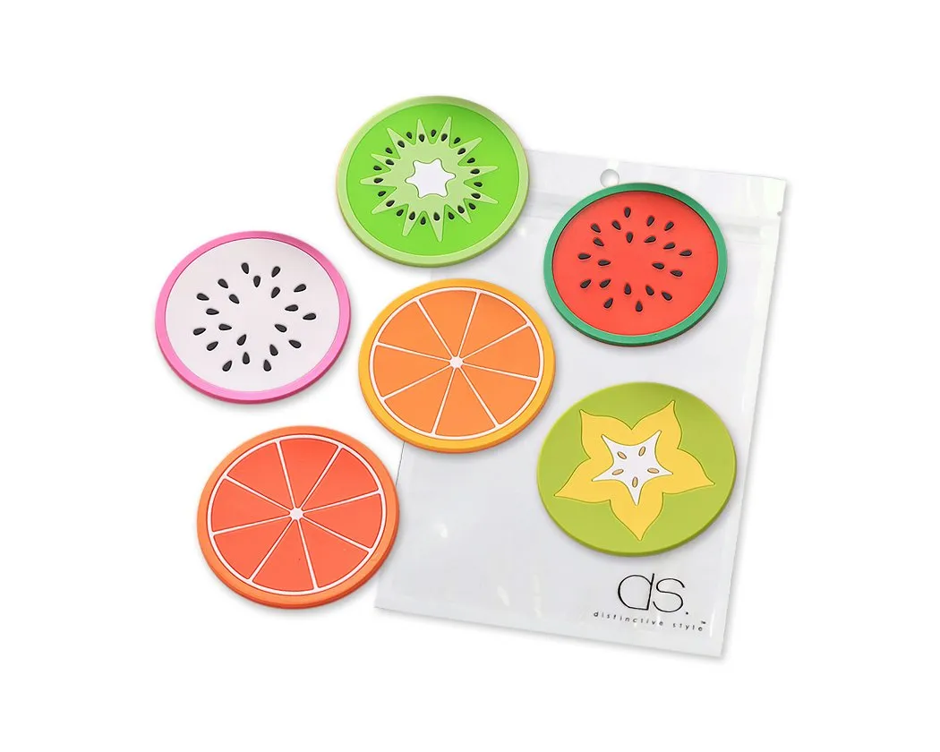 6 Pieces Fruit Series Silicone Cup Mat