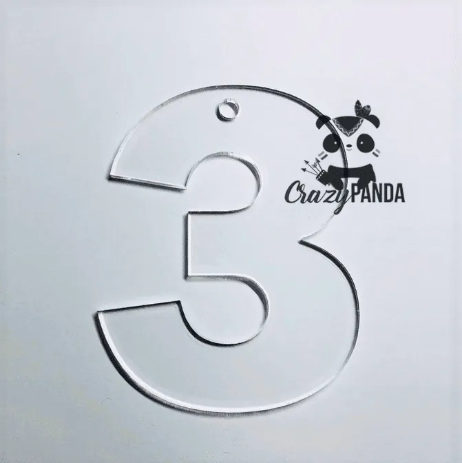 Acrylic Blank Clear Individual Numbers (60-100mm) ~ 1.5mm