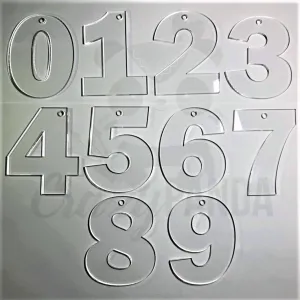 Acrylic Blank Clear Individual Numbers (60-100mm) ~ 1.5mm