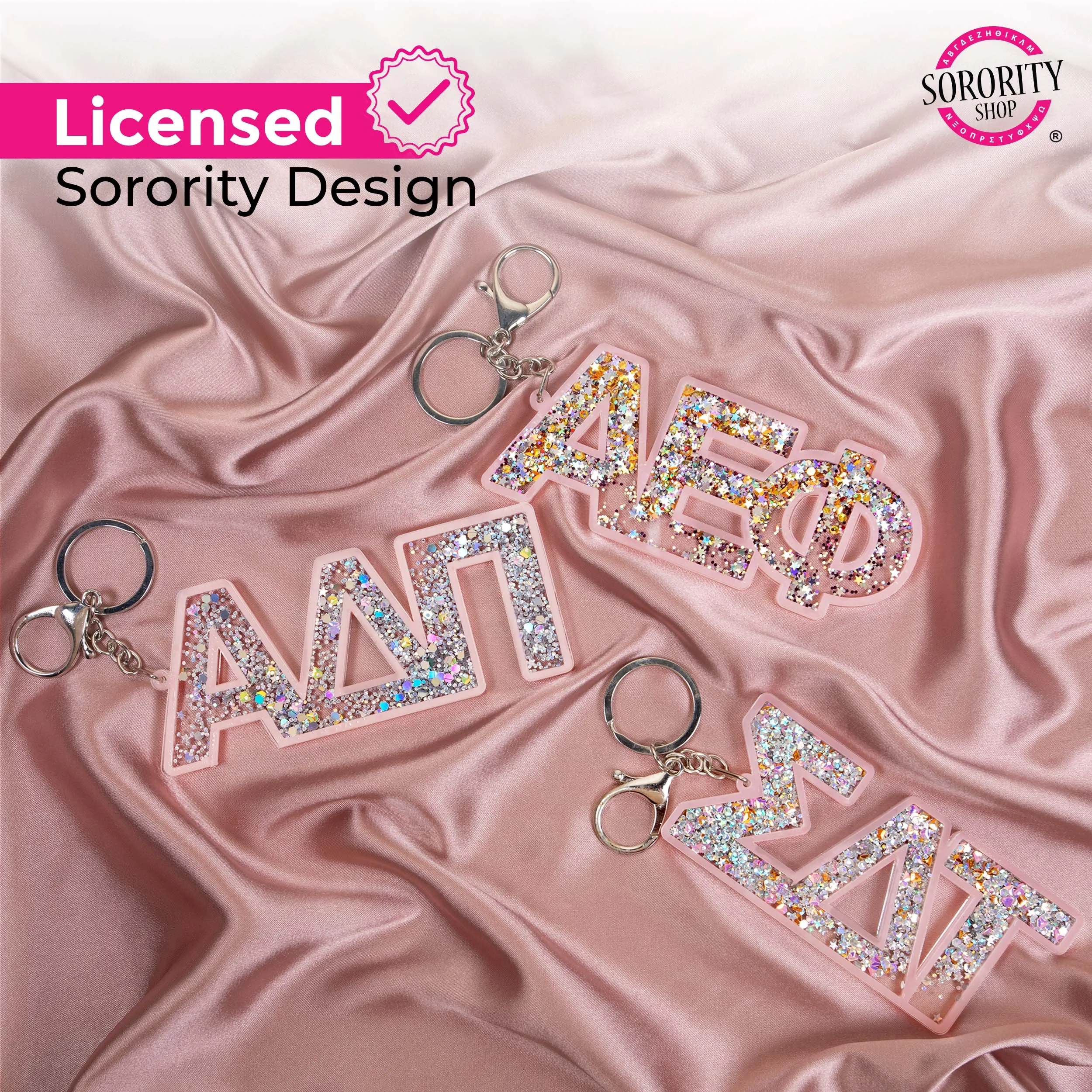 Alpha Xi Delta Glitter Sorority Keychain