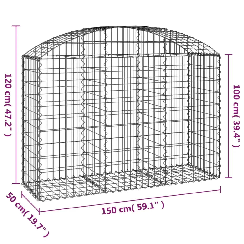 Arched Gabion Basket 150x50x100/120 cm Galvanised Iron