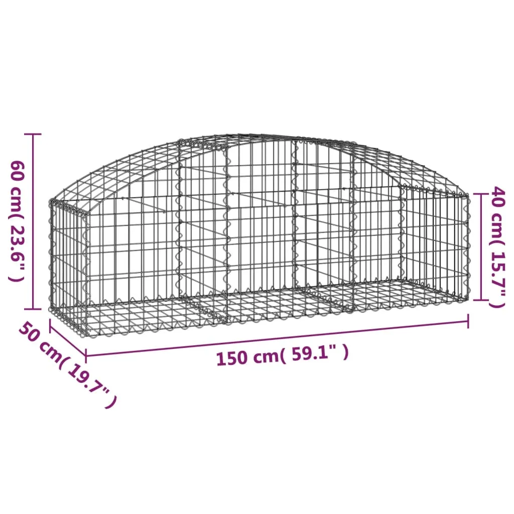 Arched Gabion Basket 150x50x40/60 cm Galvanised Iron