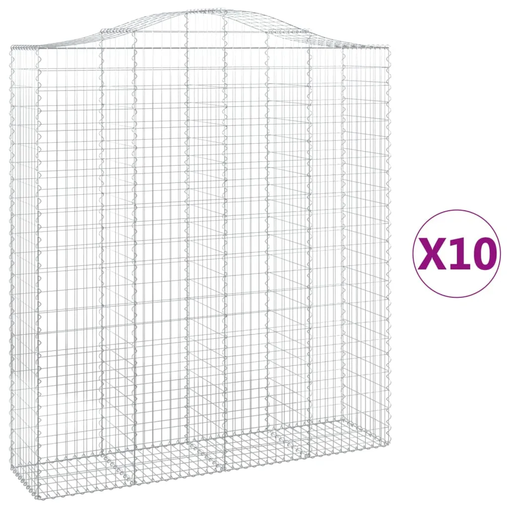 Arched Gabion Baskets 10 pcs 200x50x220/240 cm Galvanised Iron