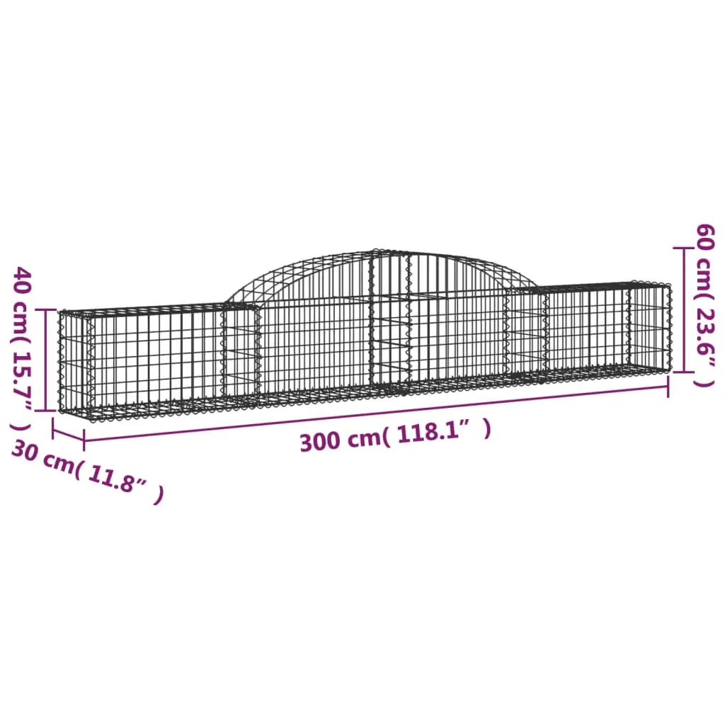 Arched Gabion Baskets 10 pcs 300x30x40/60 cm Galvanised Iron