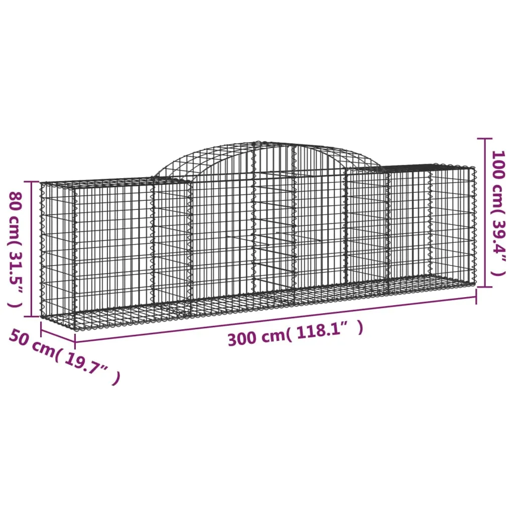 Arched Gabion Baskets 10 pcs 300x50x80/100 cm Galvanised Iron