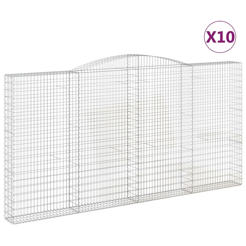 Arched Gabion Baskets 10 pcs 400x30x200/220 cm Galvanised Iron