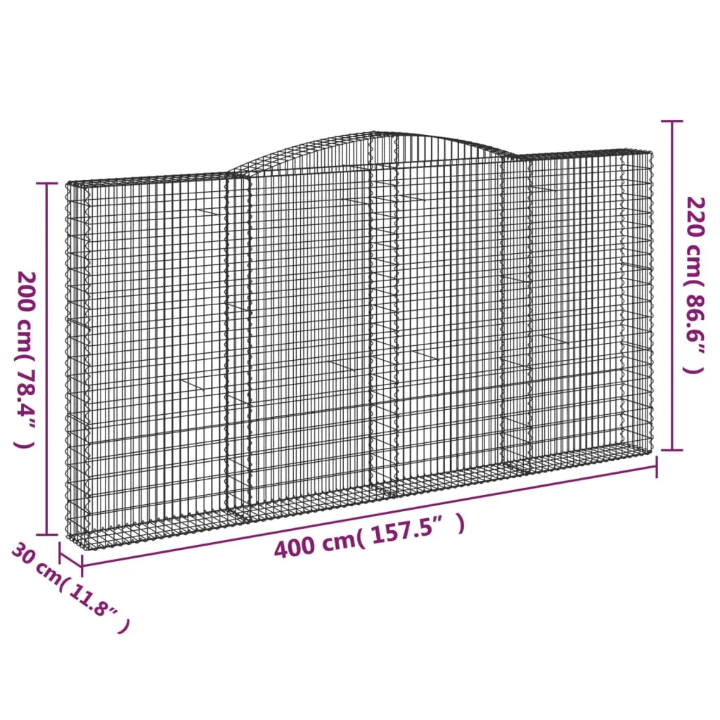 Arched Gabion Baskets 10 pcs 400x30x200/220 cm Galvanised Iron