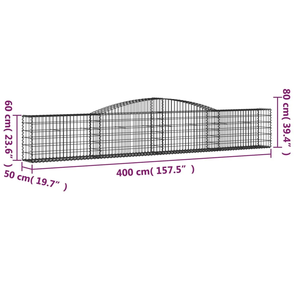 Arched Gabion Baskets 10 pcs 400x50x60/80 cm Galvanised Iron