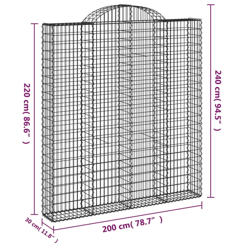 Arched Gabion Baskets 11 pcs 200x30x220/240 cm Galvanised Iron