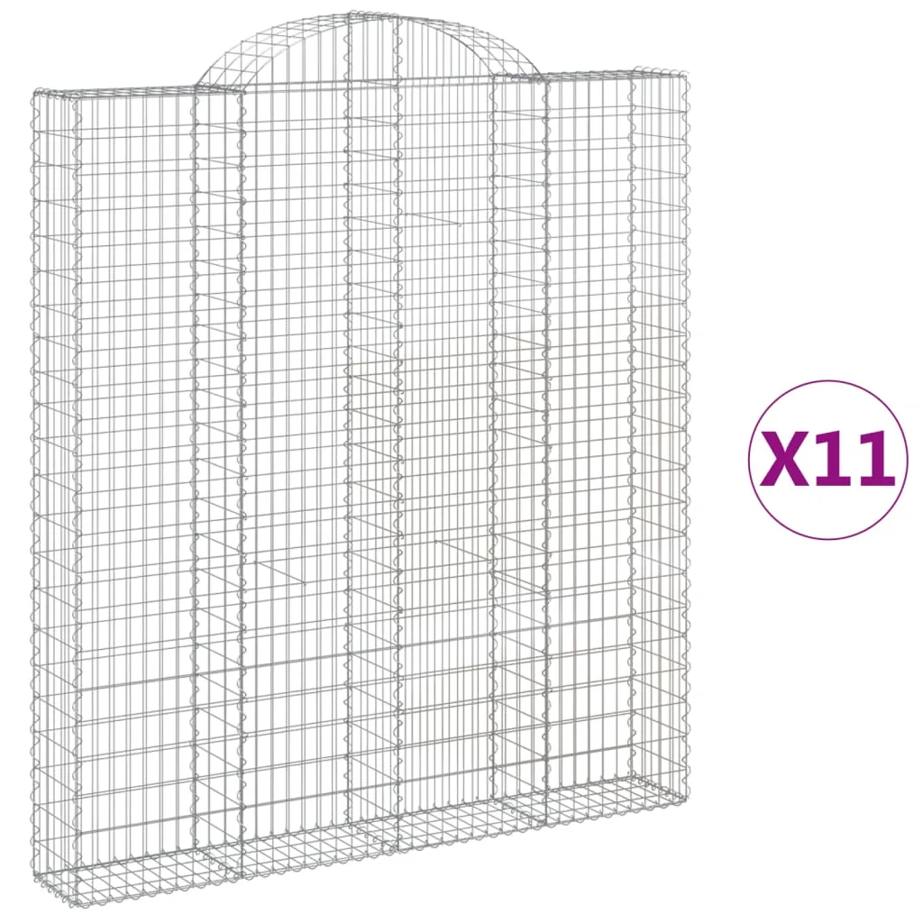 Arched Gabion Baskets 11 pcs 200x30x220/240 cm Galvanised Iron