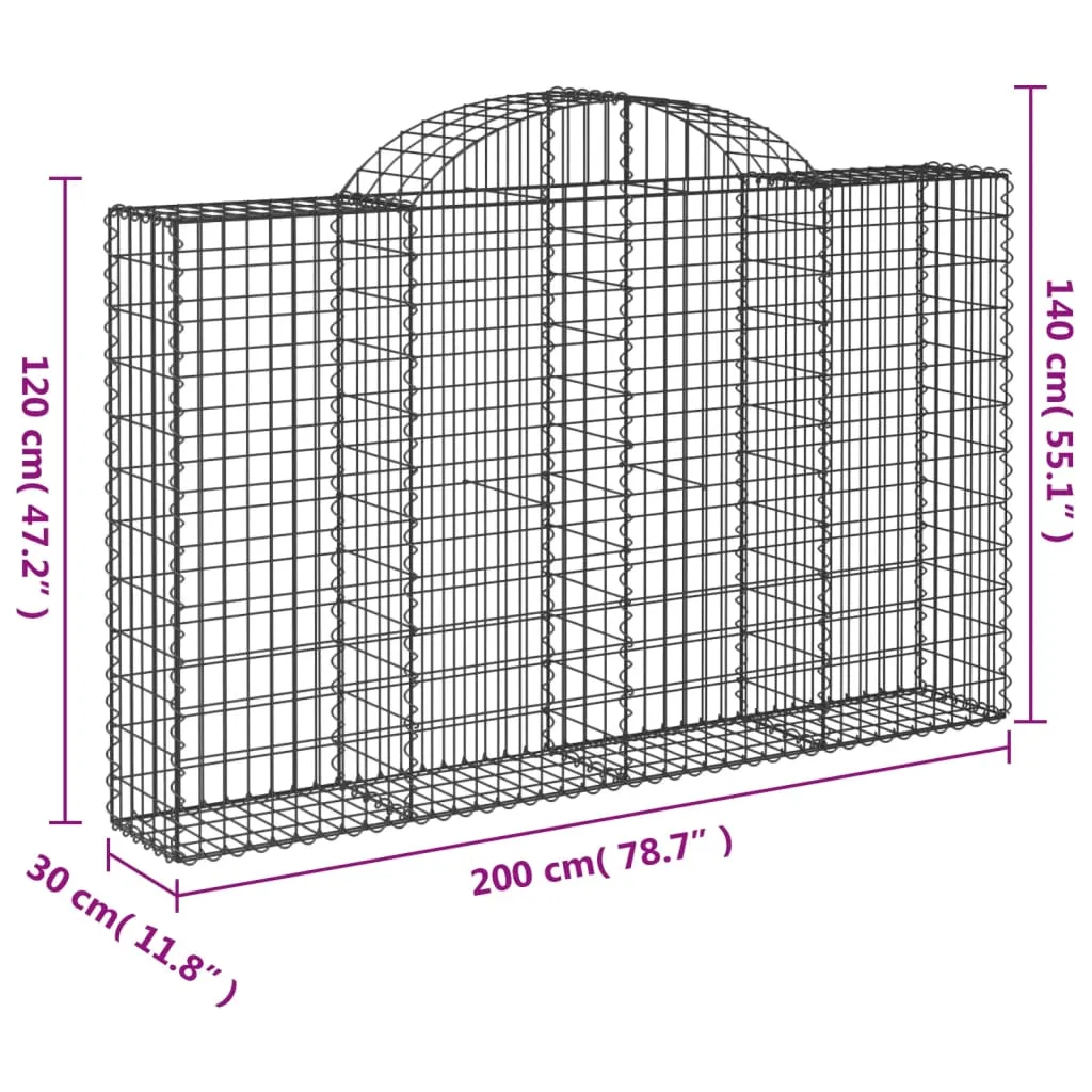 Arched Gabion Baskets 12 pcs 200x30x120/140 cm Galvanised Iron