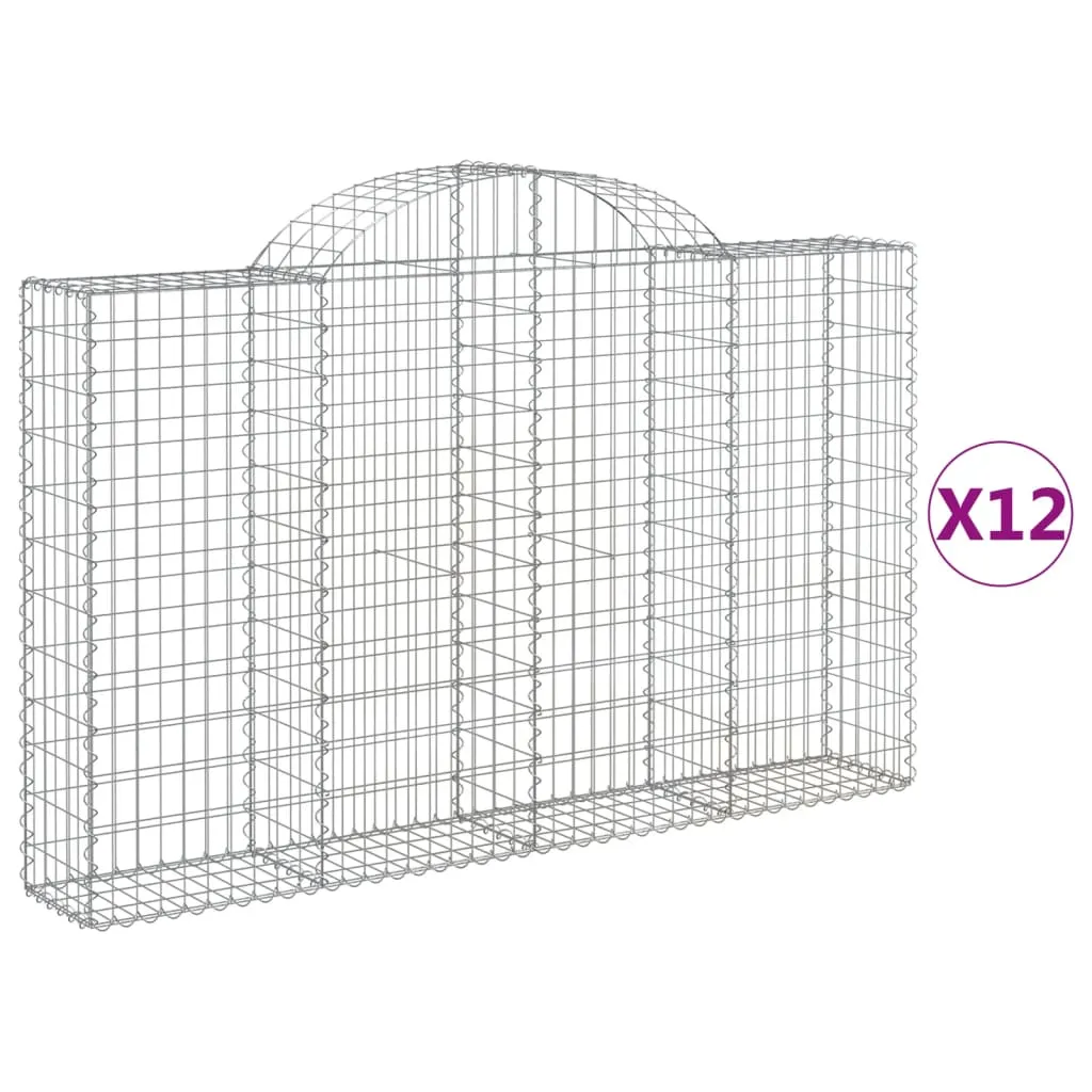 Arched Gabion Baskets 12 pcs 200x30x120/140 cm Galvanised Iron