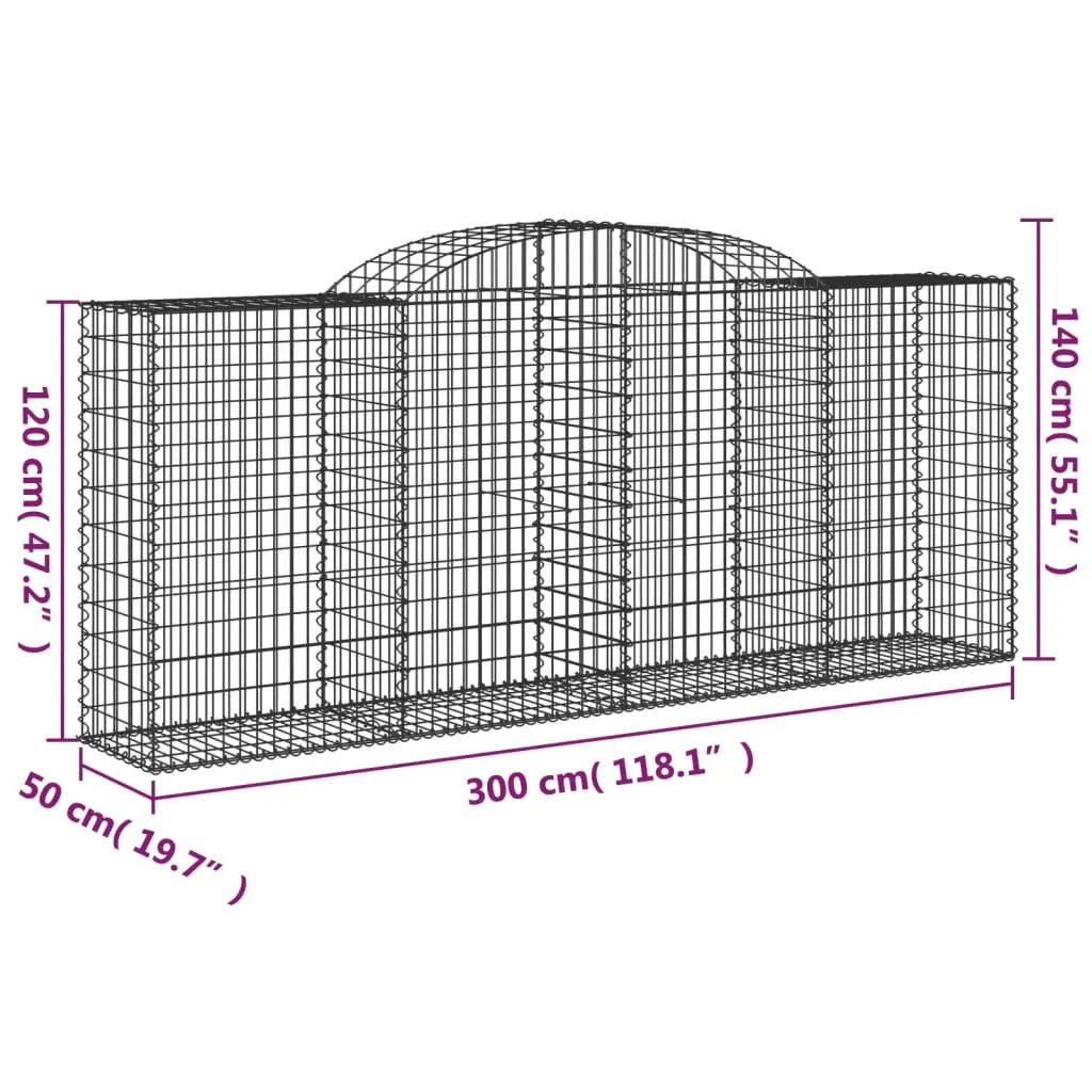 Arched Gabion Baskets 12 pcs 300x50x120/140 cm Galvanised Iron