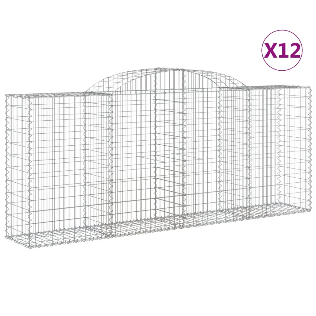 Arched Gabion Baskets 12 pcs 300x50x120/140 cm Galvanised Iron