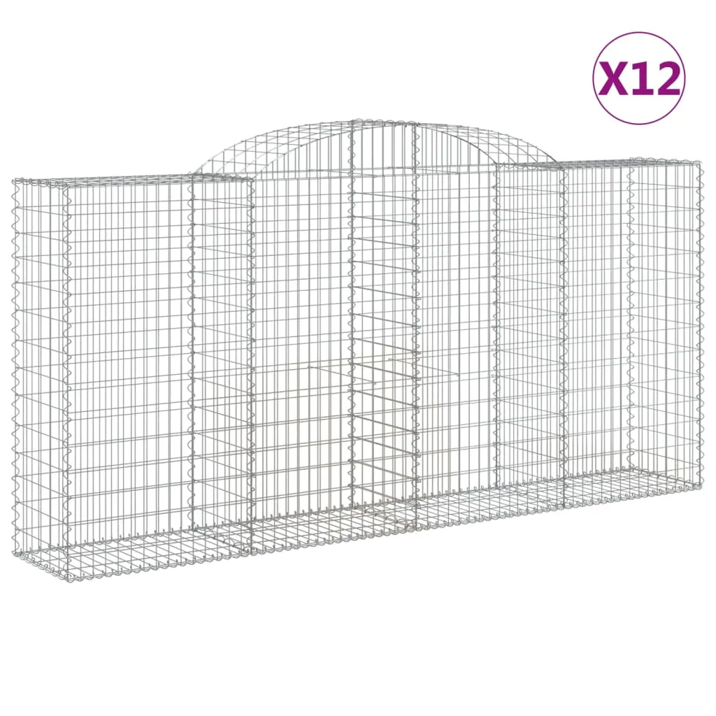 Arched Gabion Baskets 12 pcs 300x50x140/160 cm Galvanised Iron