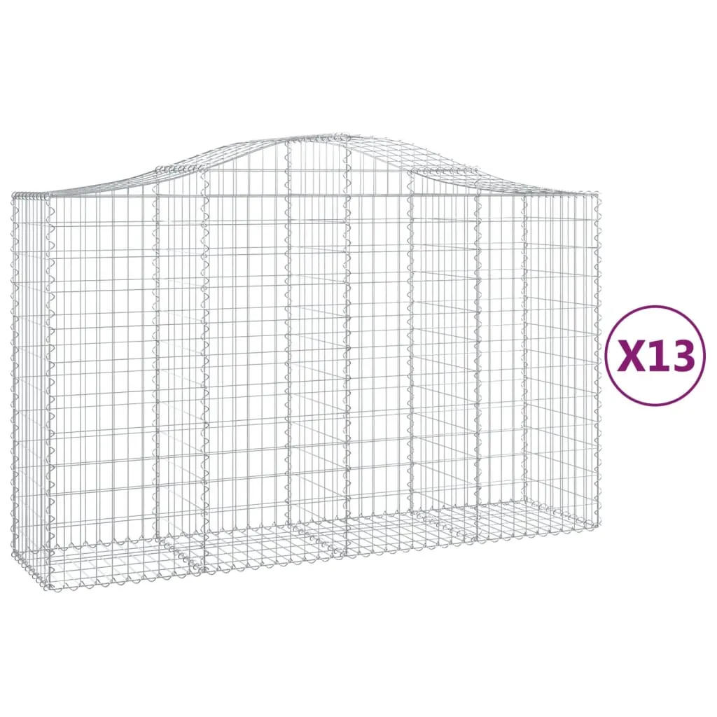 Arched Gabion Baskets 13 pcs 200x50x120/140 cm Galvanised Iron