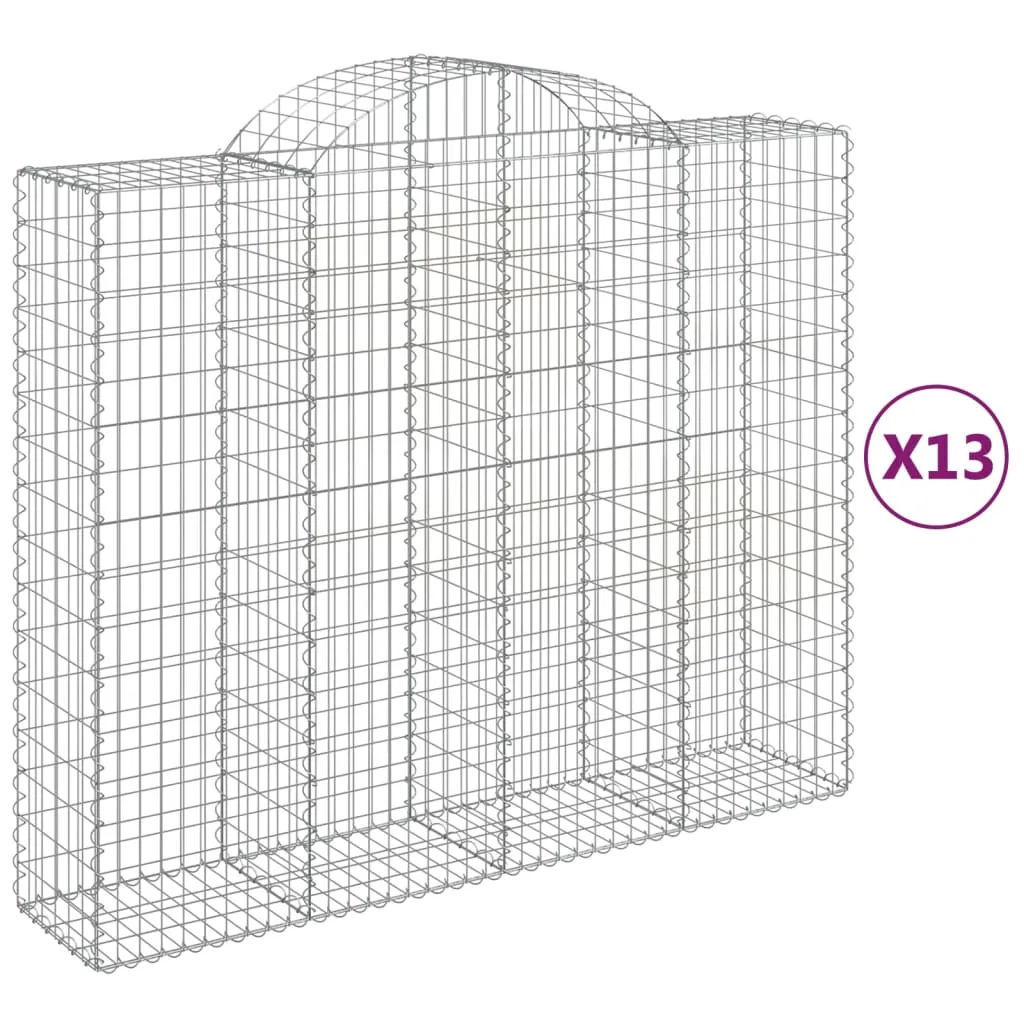 Arched Gabion Baskets 13 pcs 200x50x160/180 cm Galvanised Iron