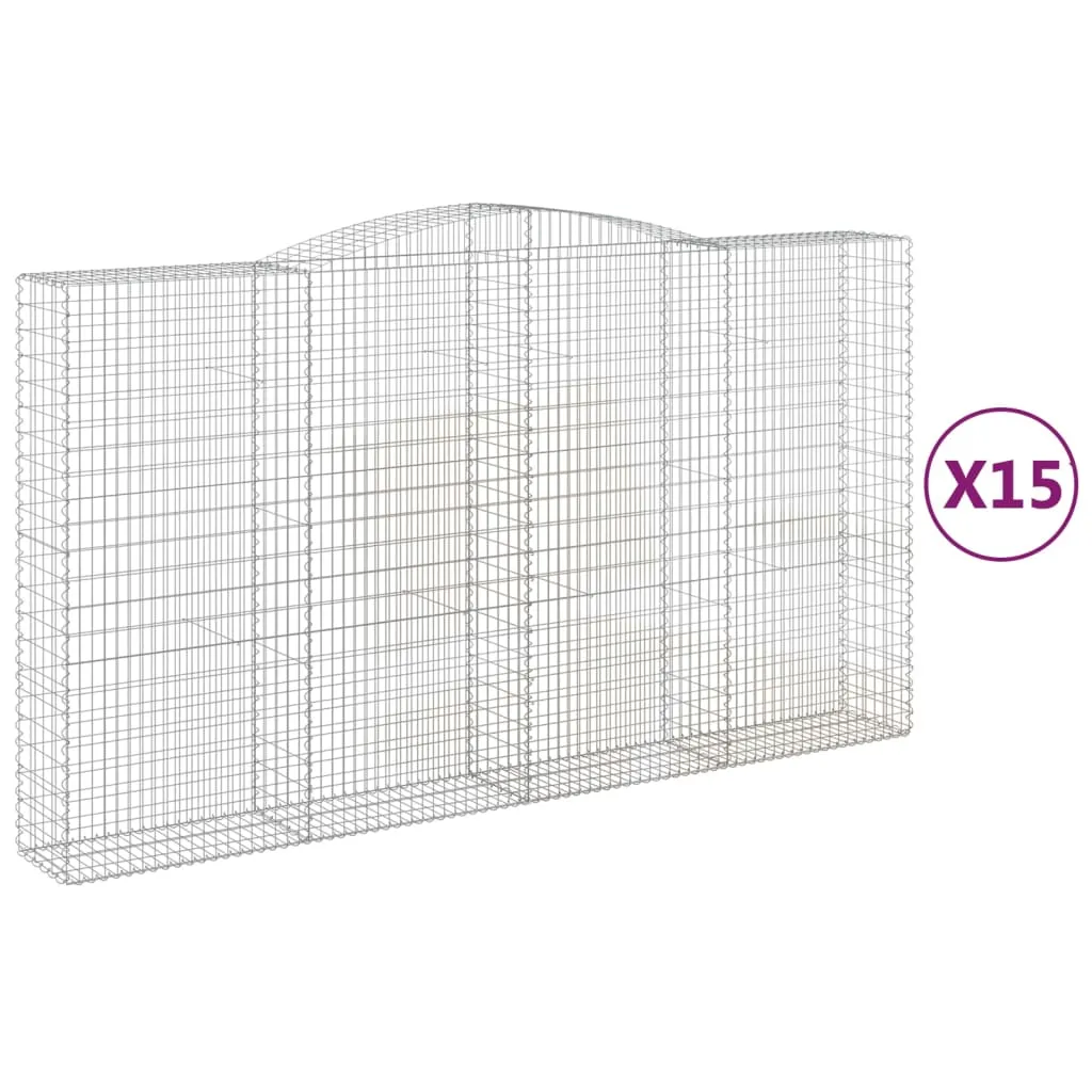 Arched Gabion Baskets 15 pcs 400x50x220/240 cm Galvanised Iron