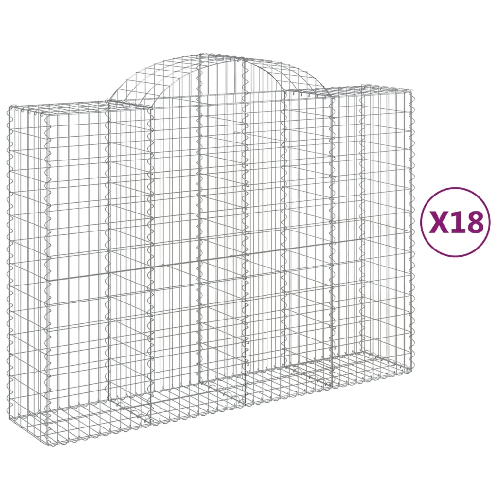 Arched Gabion Baskets 18 pcs 200x50x140/160 cm Galvanised Iron