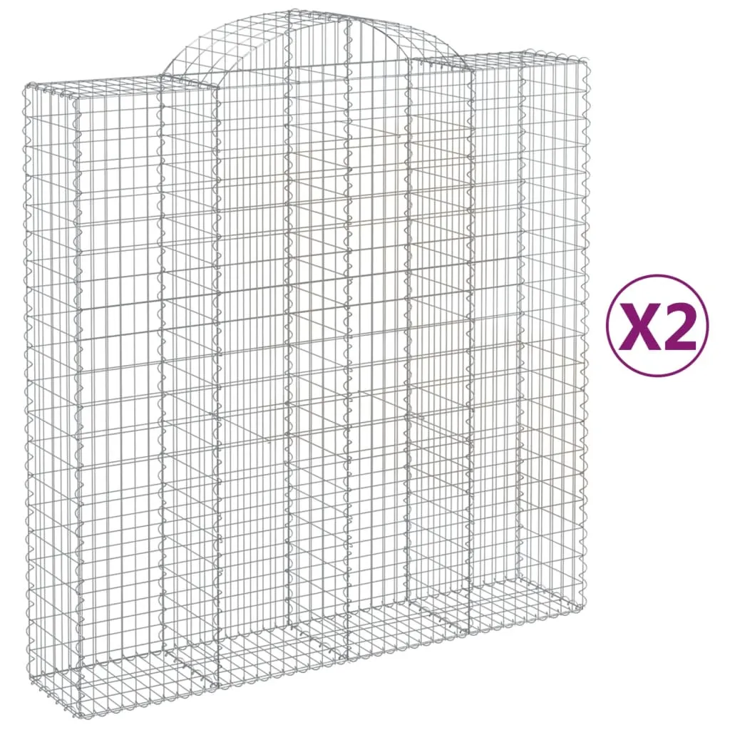 Arched Gabion Baskets 2 pcs 200x50x200/220 cm Galvanised Iron