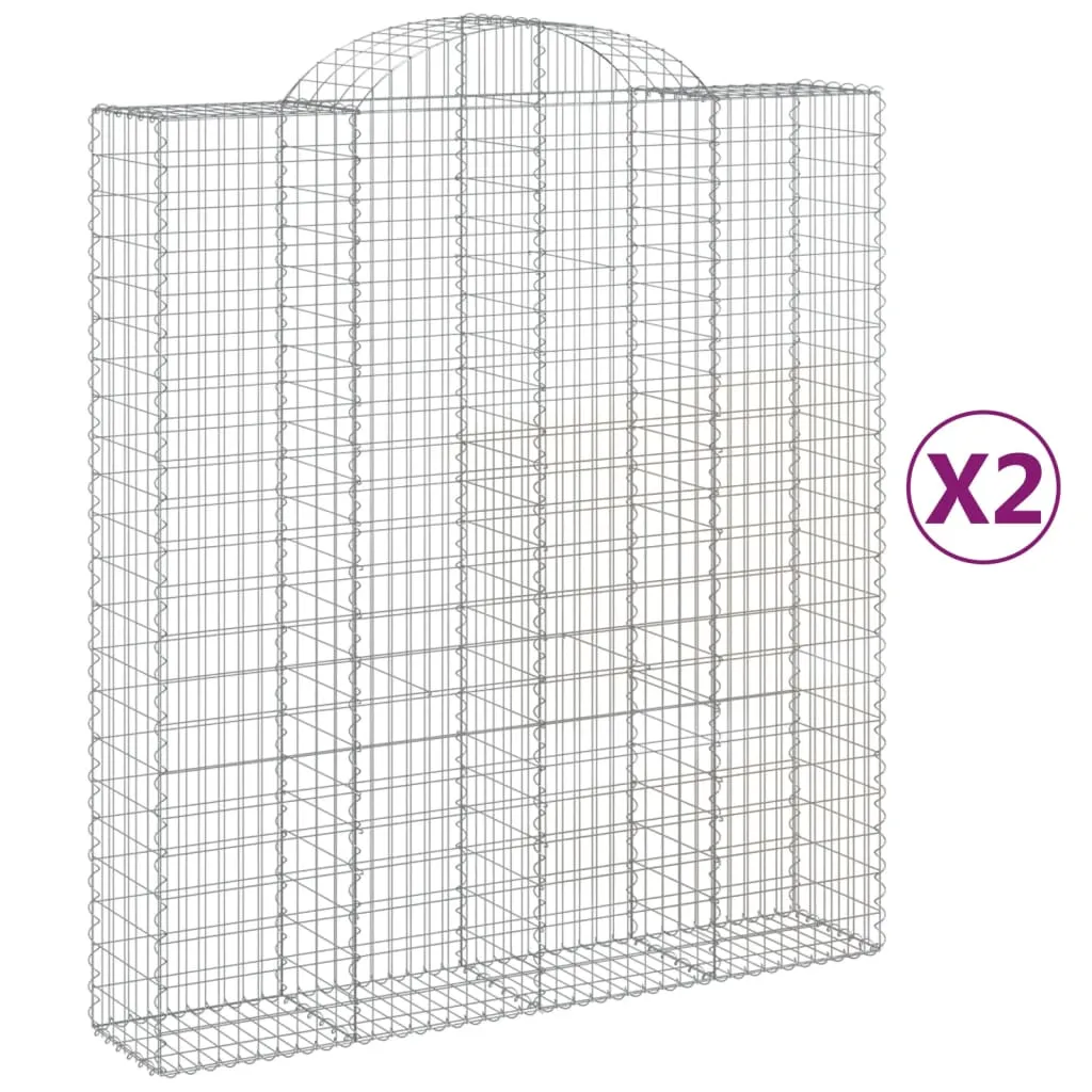 Arched Gabion Baskets 2 pcs 200x50x220/240 cm Galvanised Iron