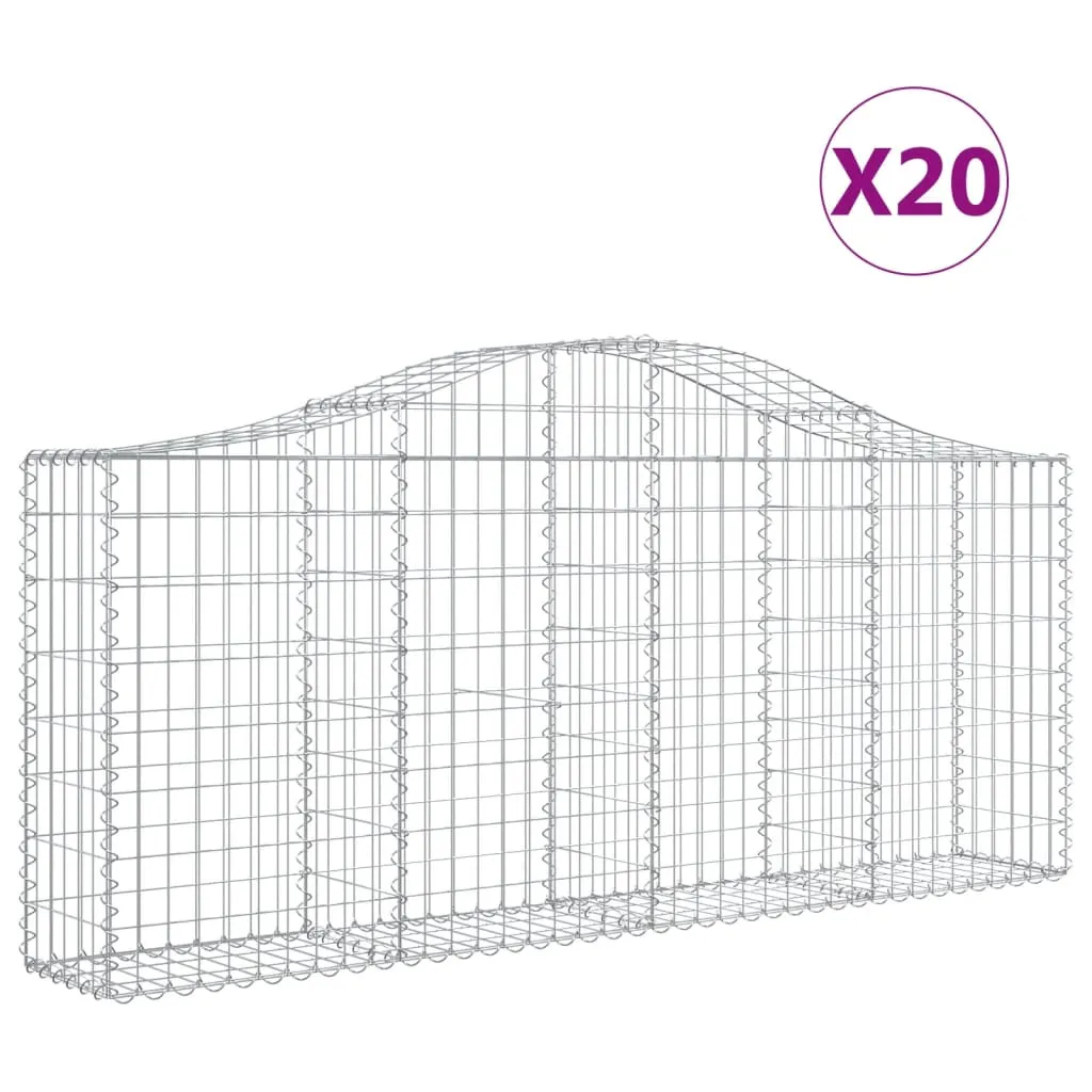 Arched Gabion Baskets 20 pcs 200x30x80/100 cm Galvanised Iron