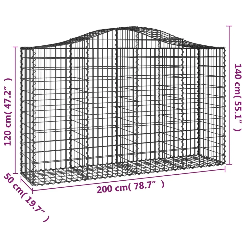 Arched Gabion Baskets 20 pcs 200x50x120/140 cm Galvanised Iron