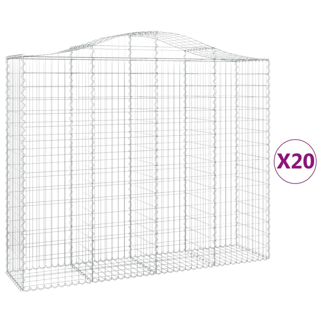 Arched Gabion Baskets 20 pcs 200x50x160/180 cm Galvanised Iron