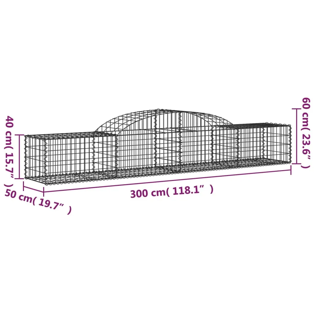 Arched Gabion Baskets 20 pcs 300x50x40/60 cm Galvanised Iron