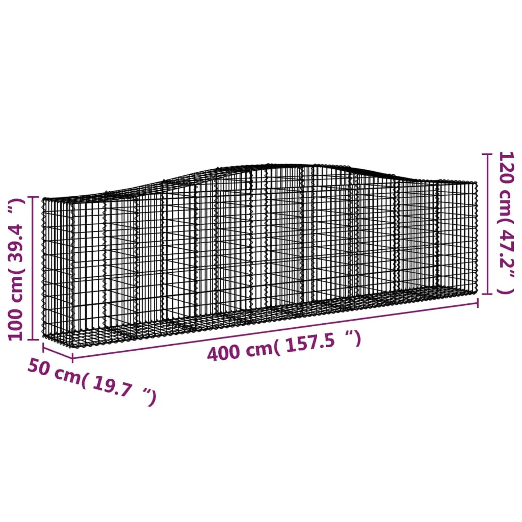 Arched Gabion Baskets 20 pcs 400x50x100/120 cm Galvanised Iron