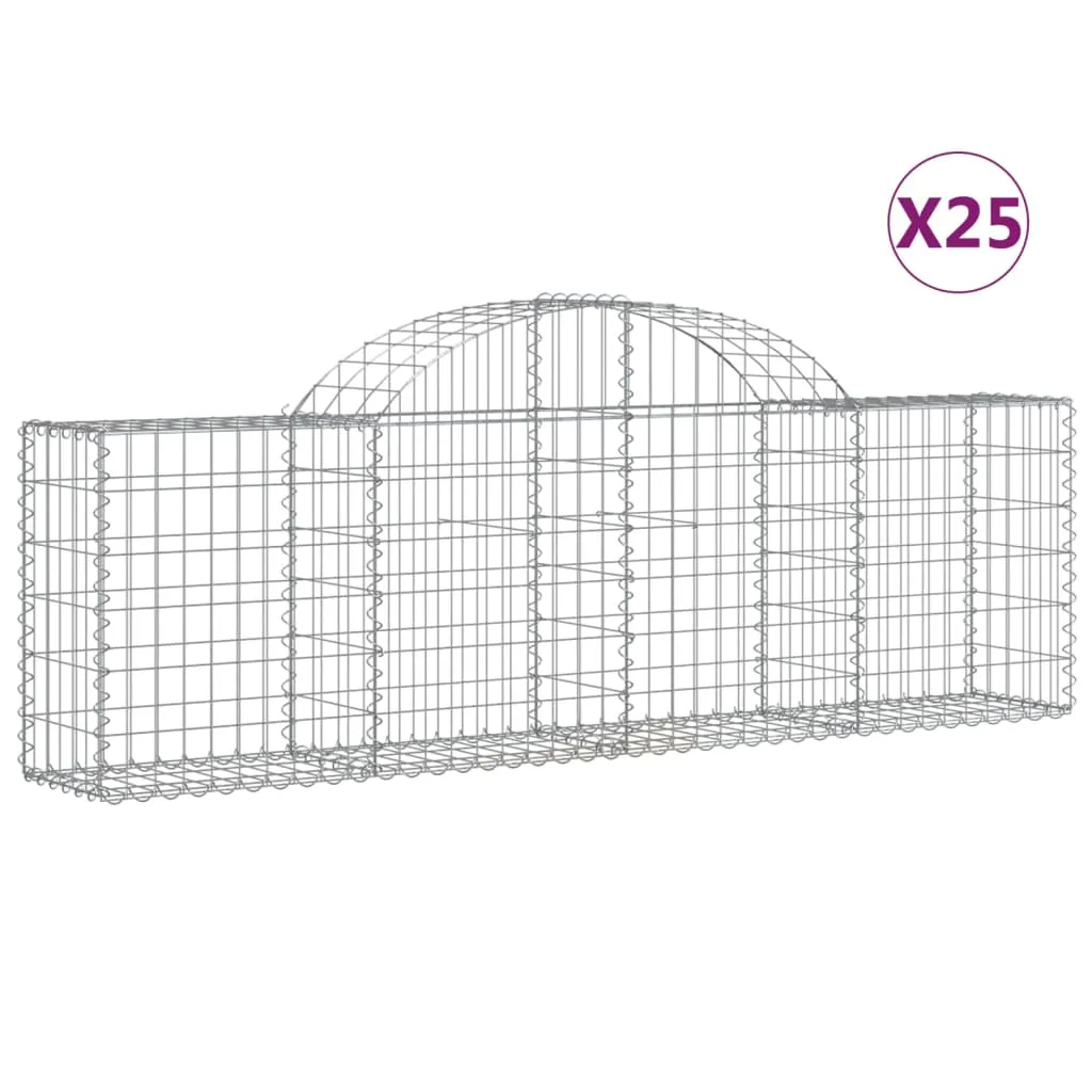 Arched Gabion Baskets 25 pcs 200x30x60/80 cm Galvanised Iron