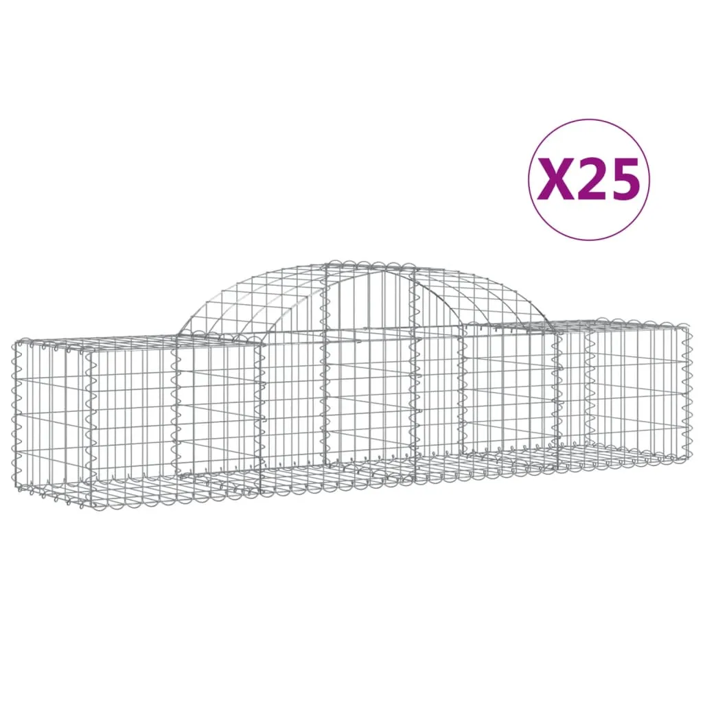 Arched Gabion Baskets 25 pcs 200x50x40/60 cm Galvanised Iron