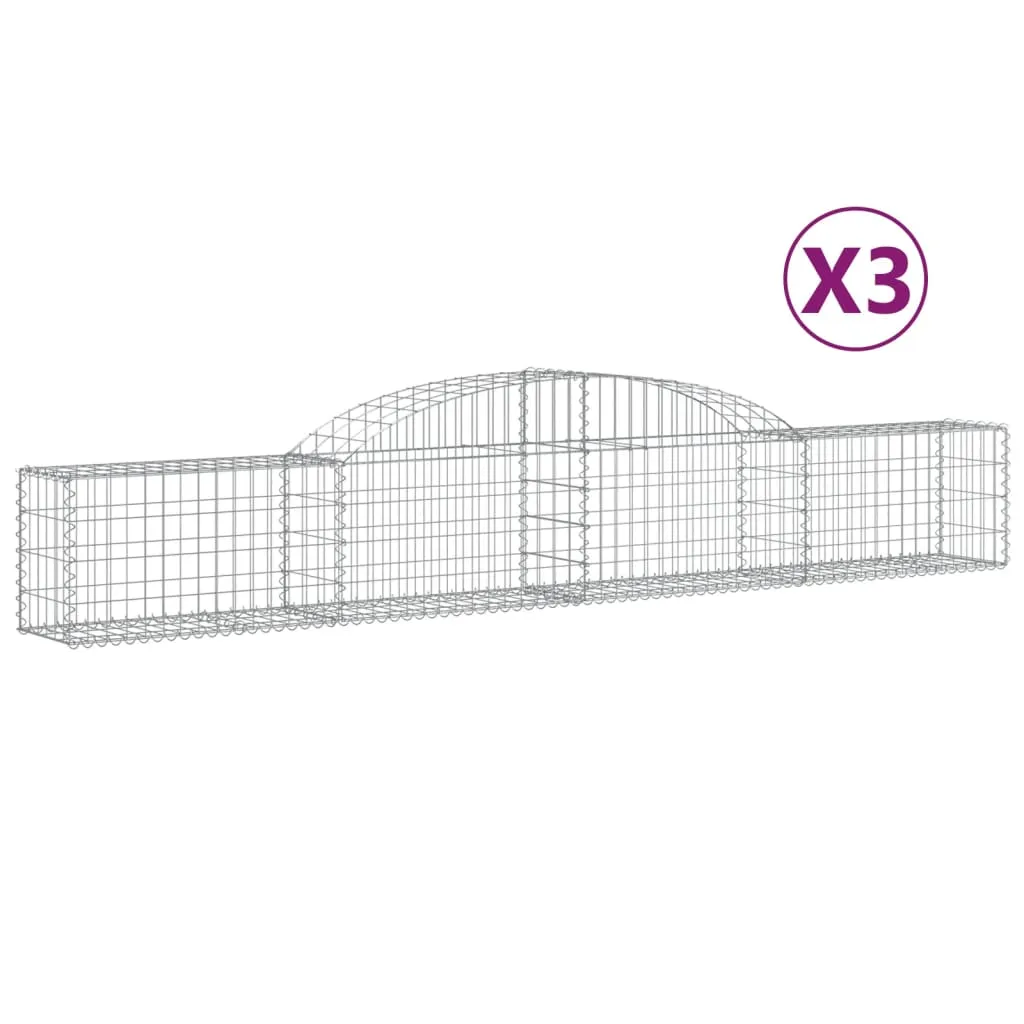 Arched Gabion Baskets 3 pcs 300x30x40/60 cm Galvanised Iron