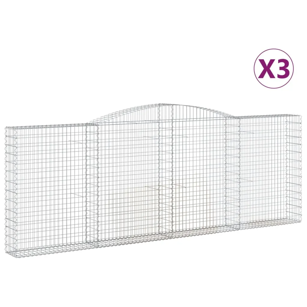 Arched Gabion Baskets 3 pcs 400x30x140/160 cm Galvanised Iron