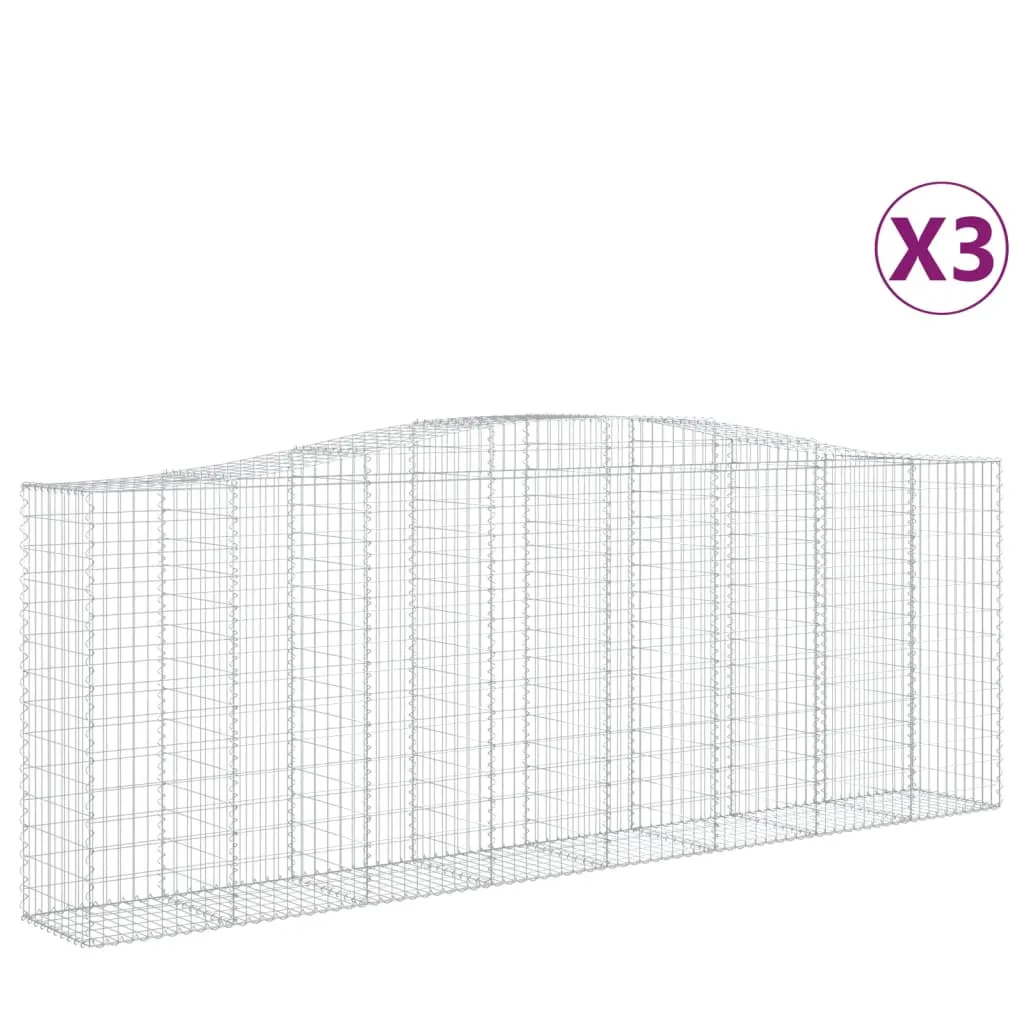 Arched Gabion Baskets 3 pcs 400x50x140/160 cm Galvanised Iron