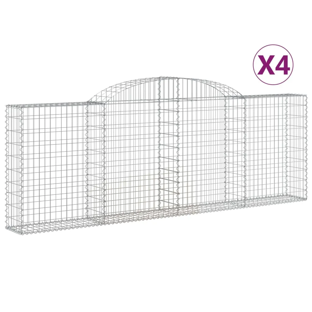 Arched Gabion Baskets 4 pcs 300x30x100/120 cm Galvanised Iron