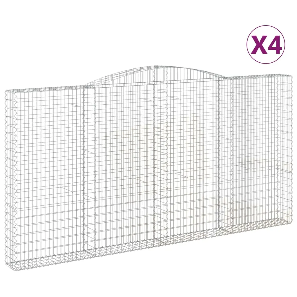 Arched Gabion Baskets 4 pcs 400x30x200/220 cm Galvanised Iron