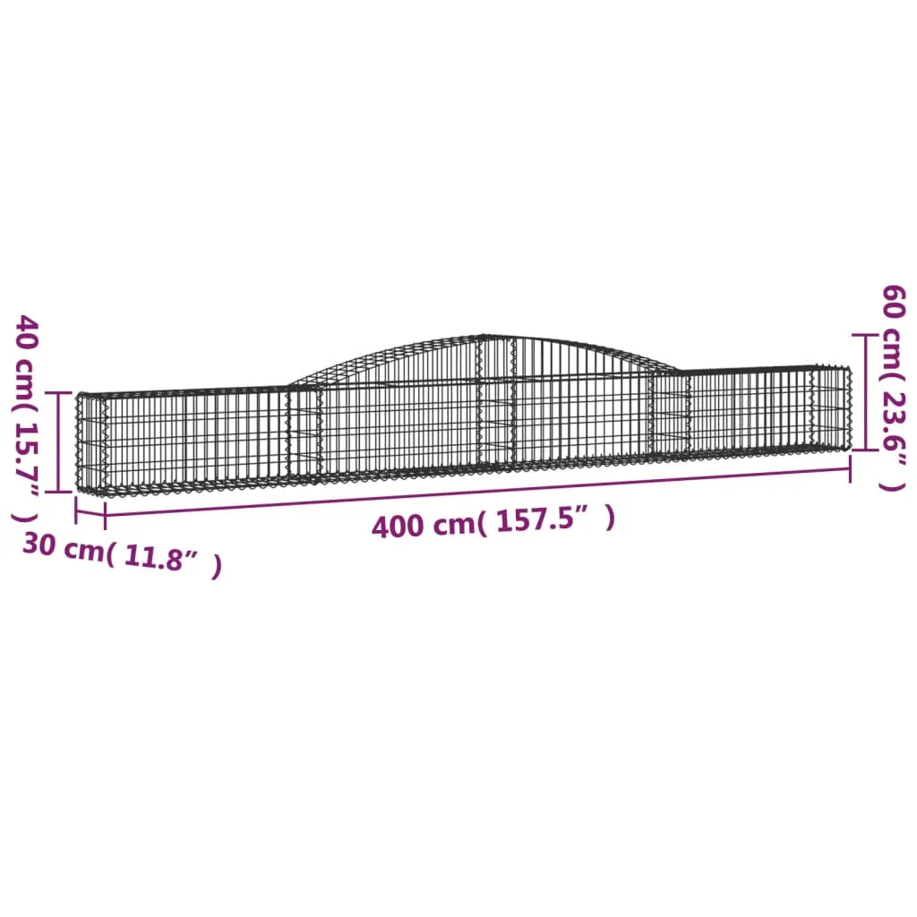 Arched Gabion Baskets 5 pcs 400x30x40/60 cm Galvanised Iron