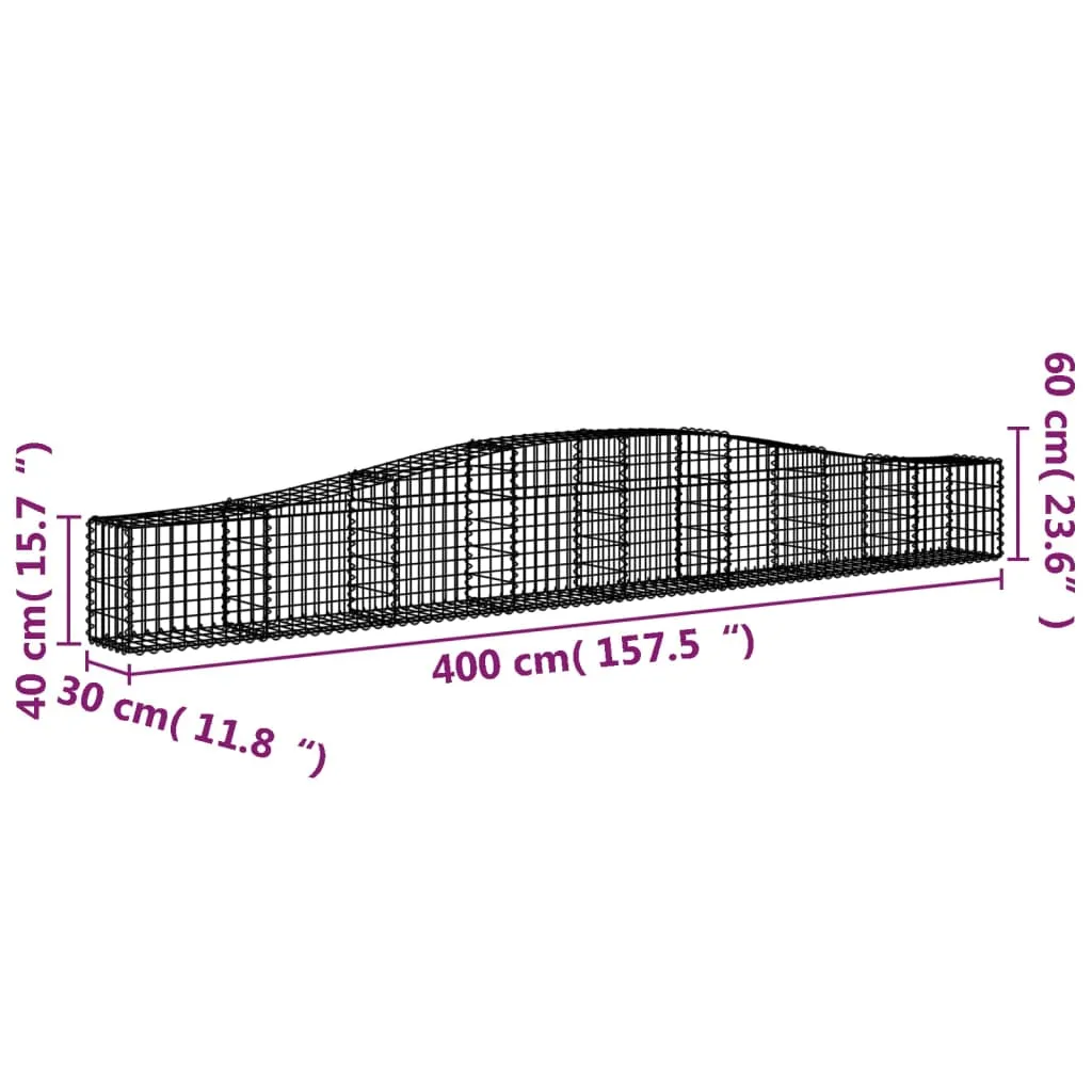 Arched Gabion Baskets 6 pcs 400x30x40/60 cm Galvanised Iron