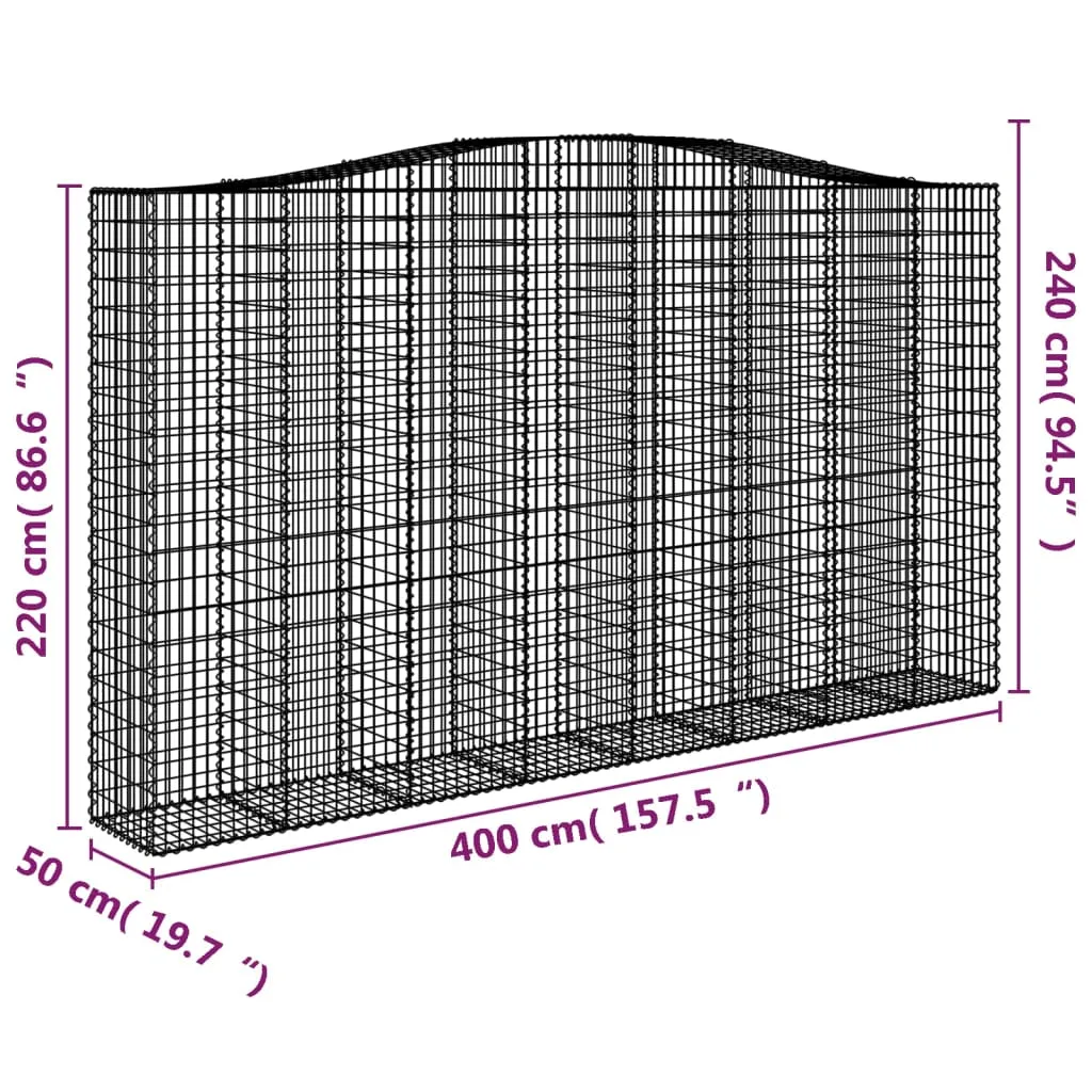 Arched Gabion Baskets 6 pcs 400x50x220/240 cm Galvanised Iron