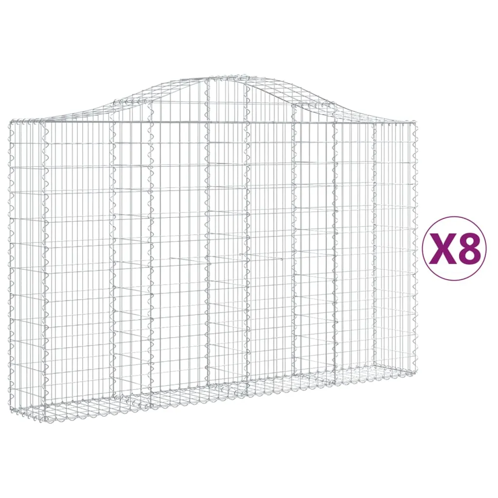 Arched Gabion Baskets 8 pcs 200x30x120/140 cm Galvanised Iron