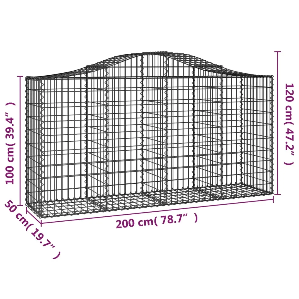 Arched Gabion Baskets 8 pcs 200x50x100/120 cm Galvanised Iron