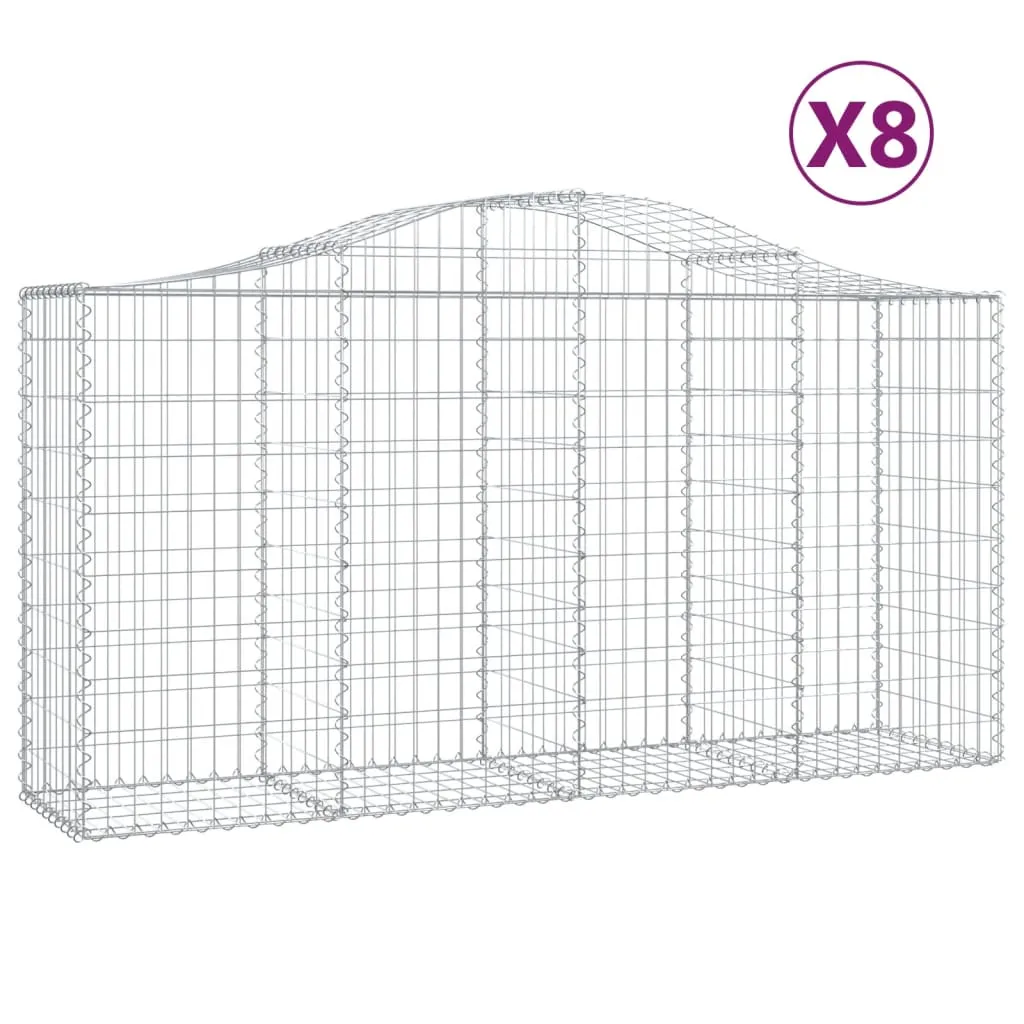 Arched Gabion Baskets 8 pcs 200x50x100/120 cm Galvanised Iron