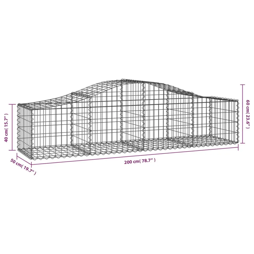 Arched Gabion Baskets 8 pcs 200x50x40/60 cm Galvanised Iron