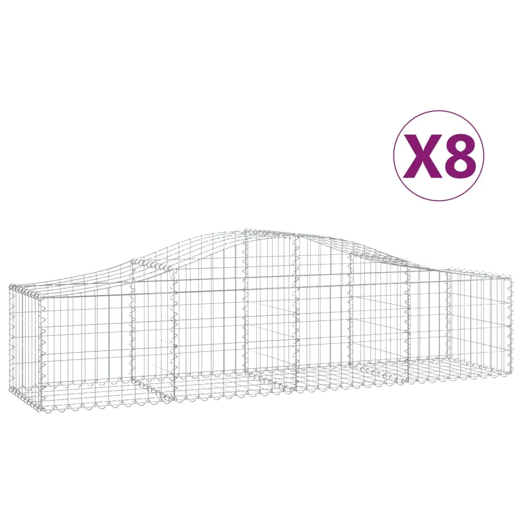 Arched Gabion Baskets 8 pcs 200x50x40/60 cm Galvanised Iron