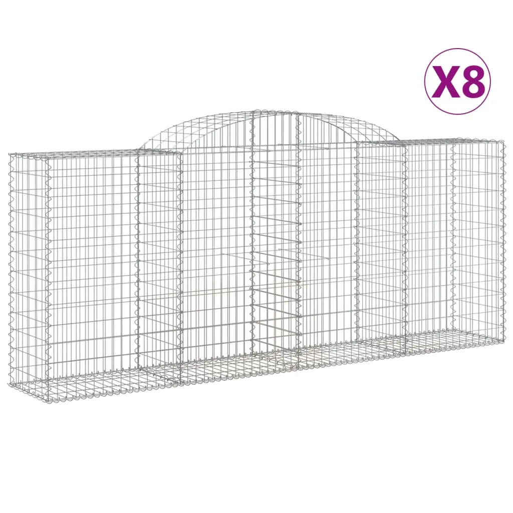 Arched Gabion Baskets 8 pcs 300x50x120/140 cm Galvanised Iron