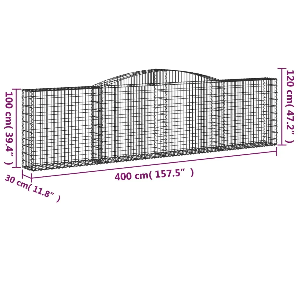 Arched Gabion Baskets 8 pcs 400x30x100/120 cm Galvanised Iron