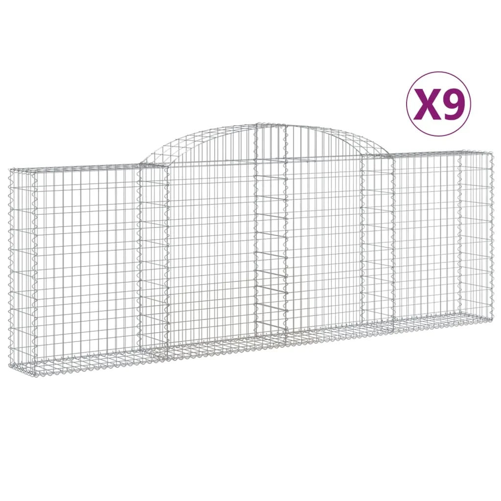 Arched Gabion Baskets 9 pcs 300x30x100/120 cm Galvanised Iron